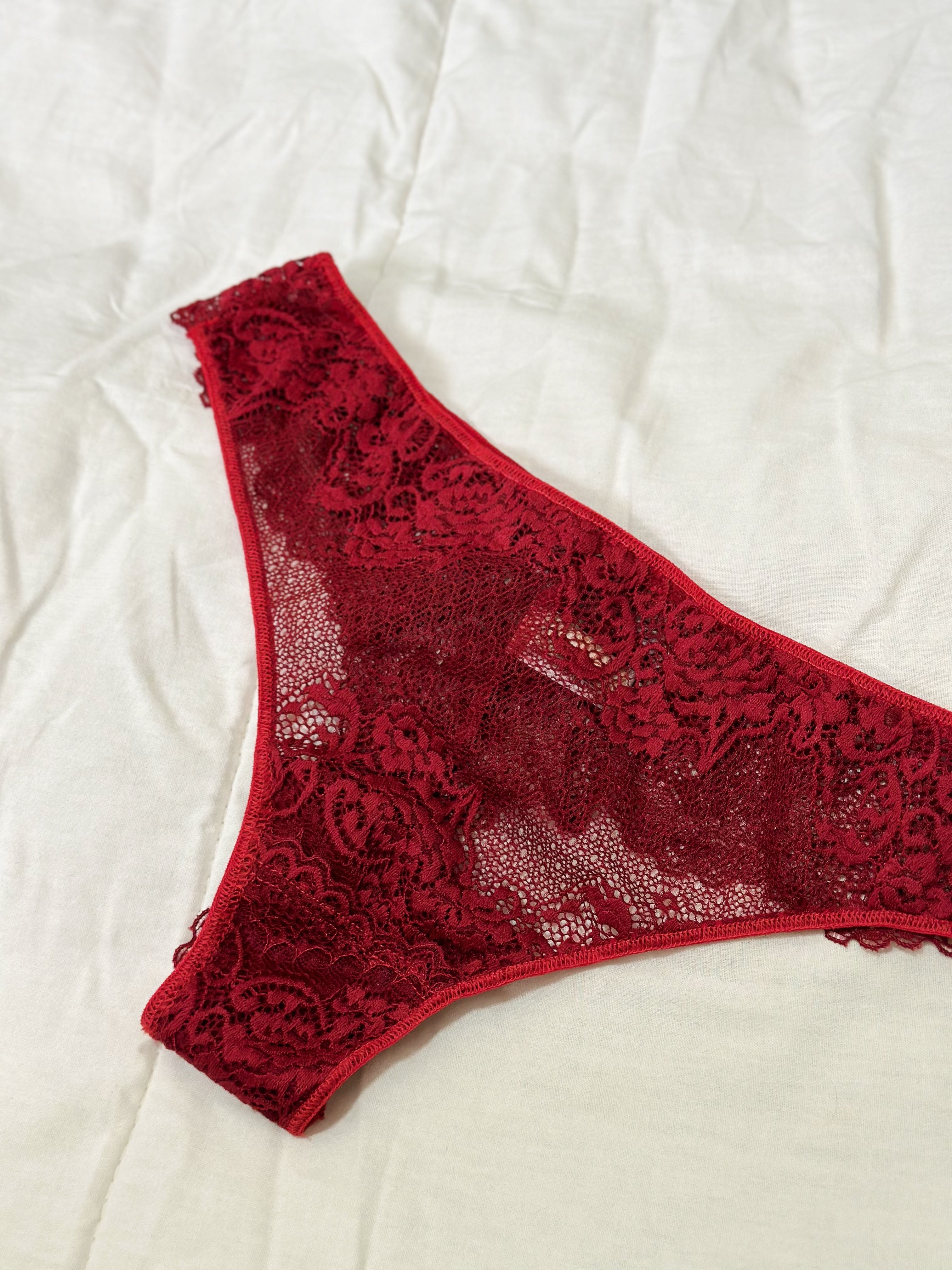 Calcinha Toda Renda Fio Vermelho