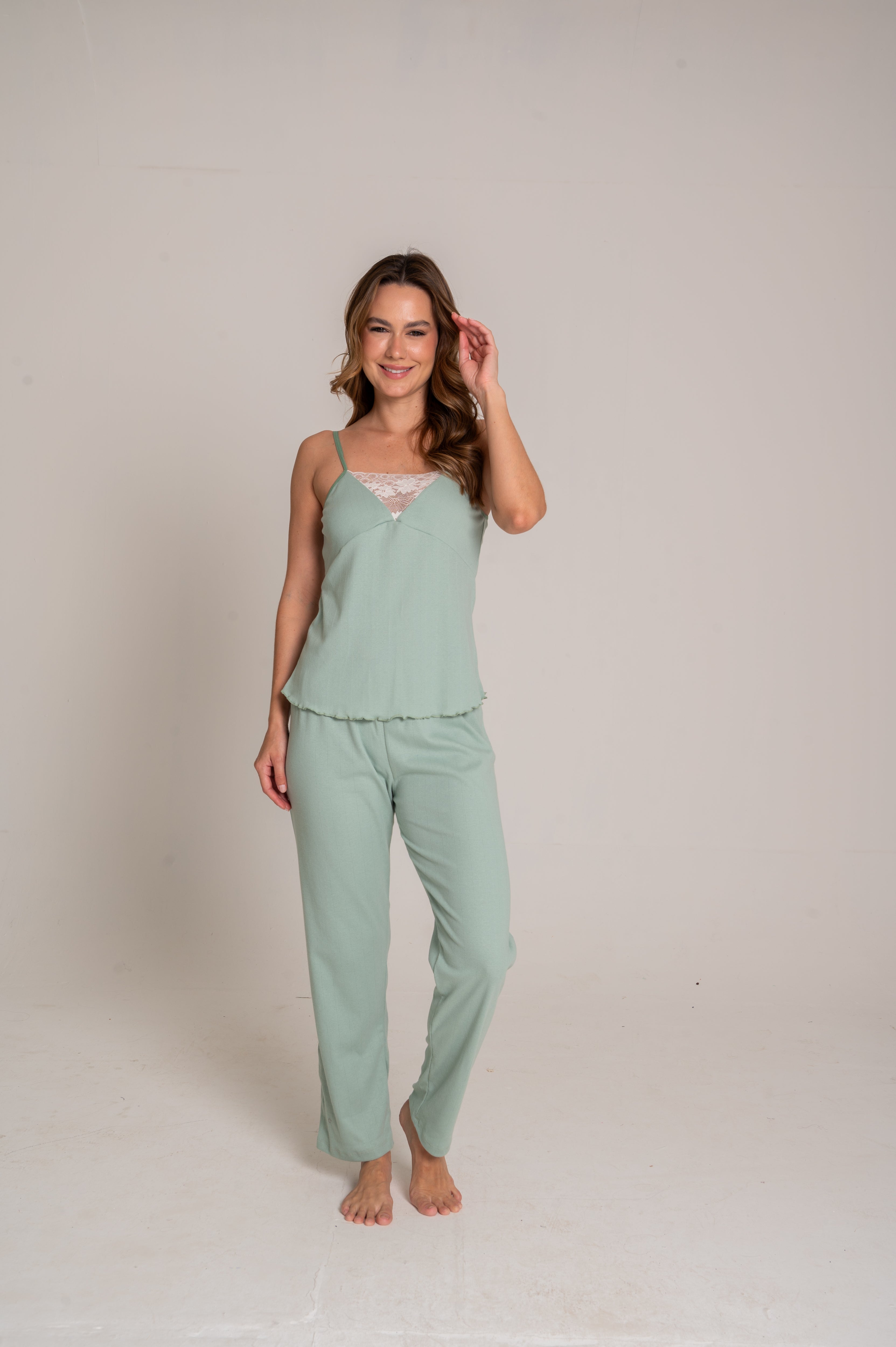 Pijama Iris Verde/Marfim