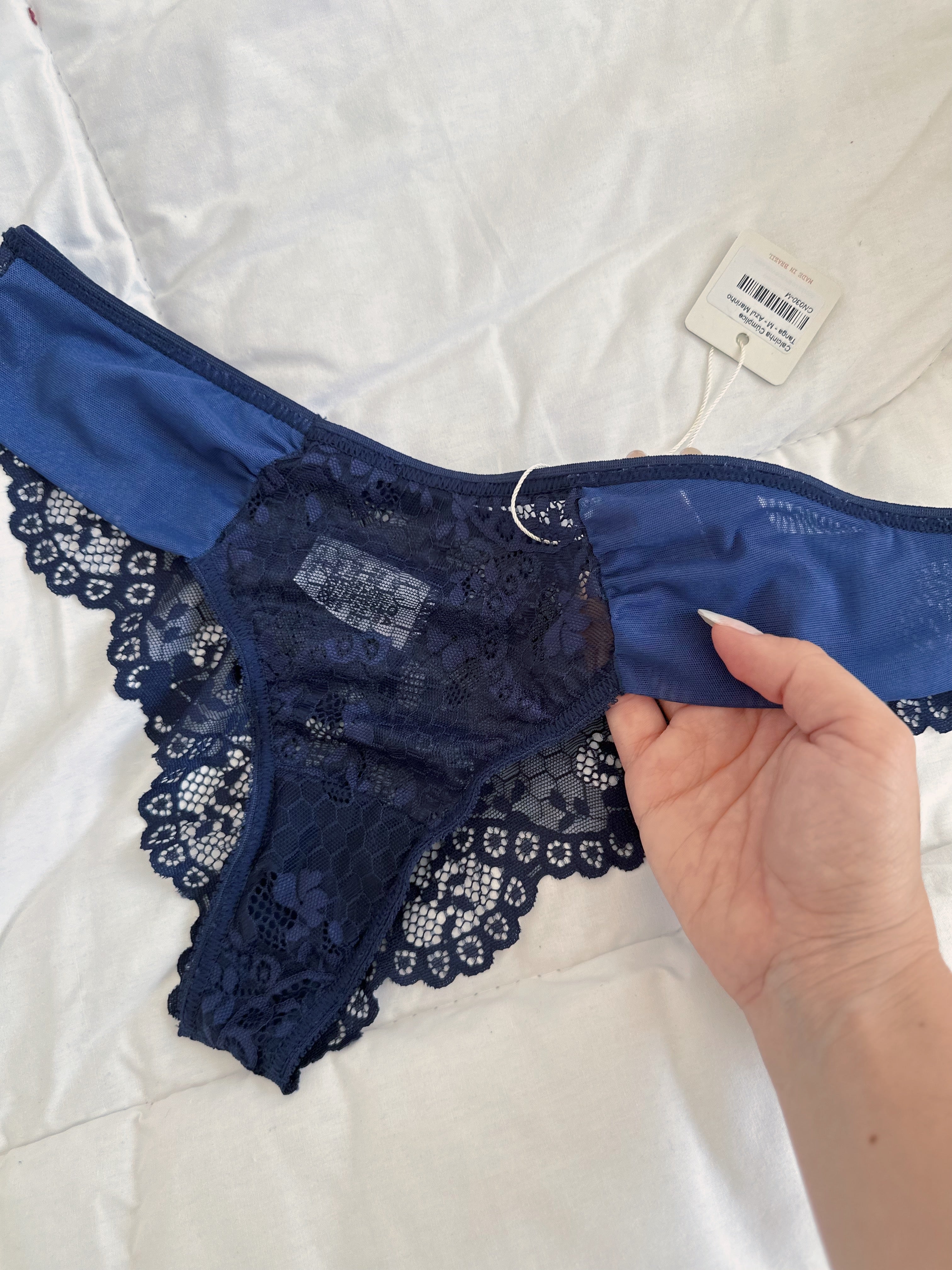 Calcinha Tanga Tradicional Azul Marinho