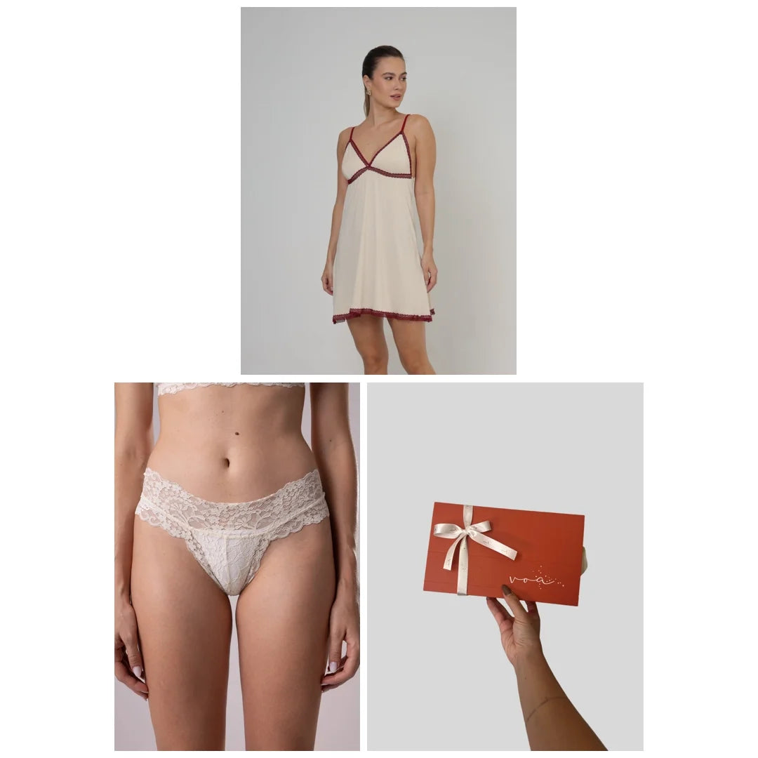 Kit Comfy - Camisola Comfy + Calcinha Renda Semi-fio