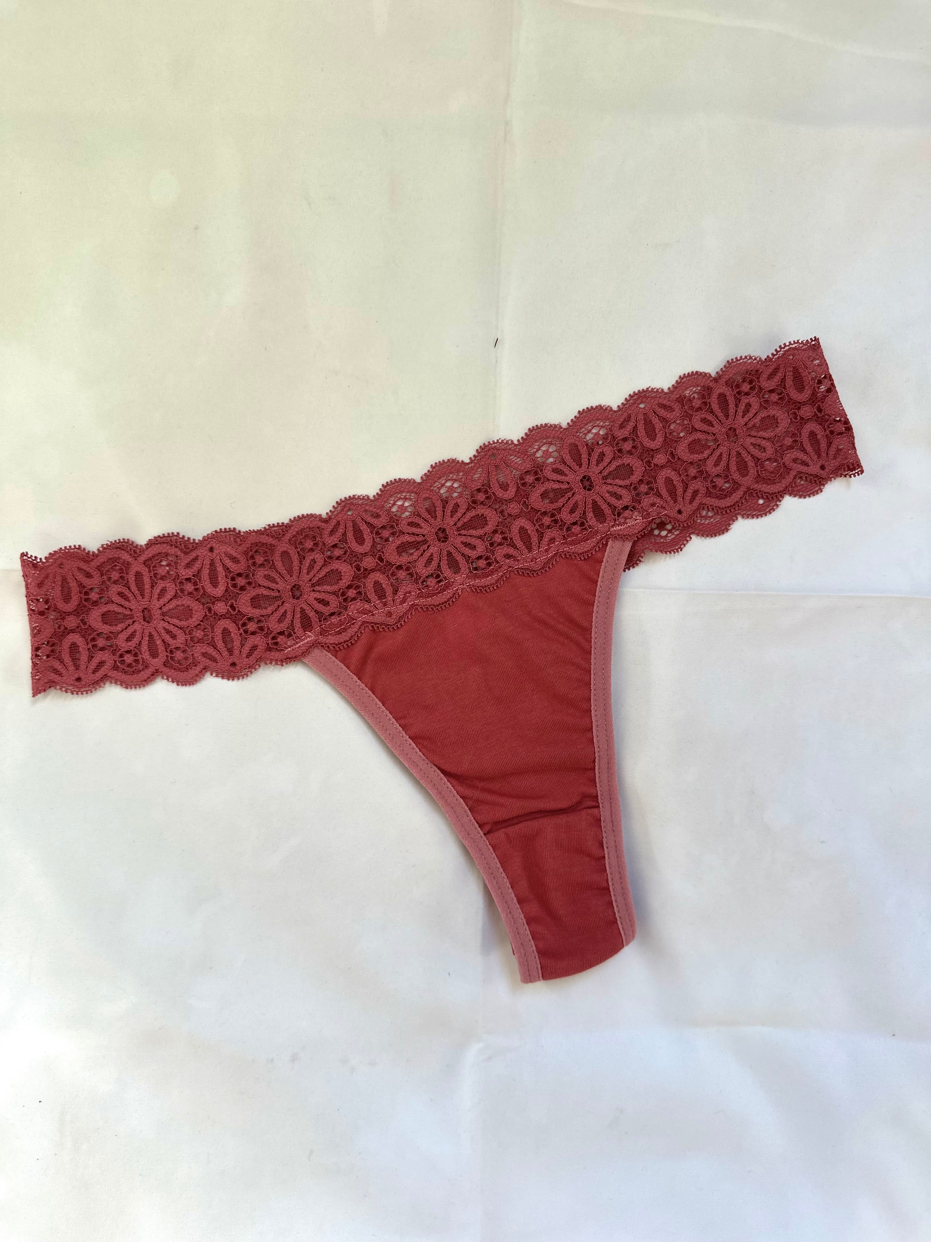 Calcinha Fio Duplo 100% Algodão Com Renda Goiaba