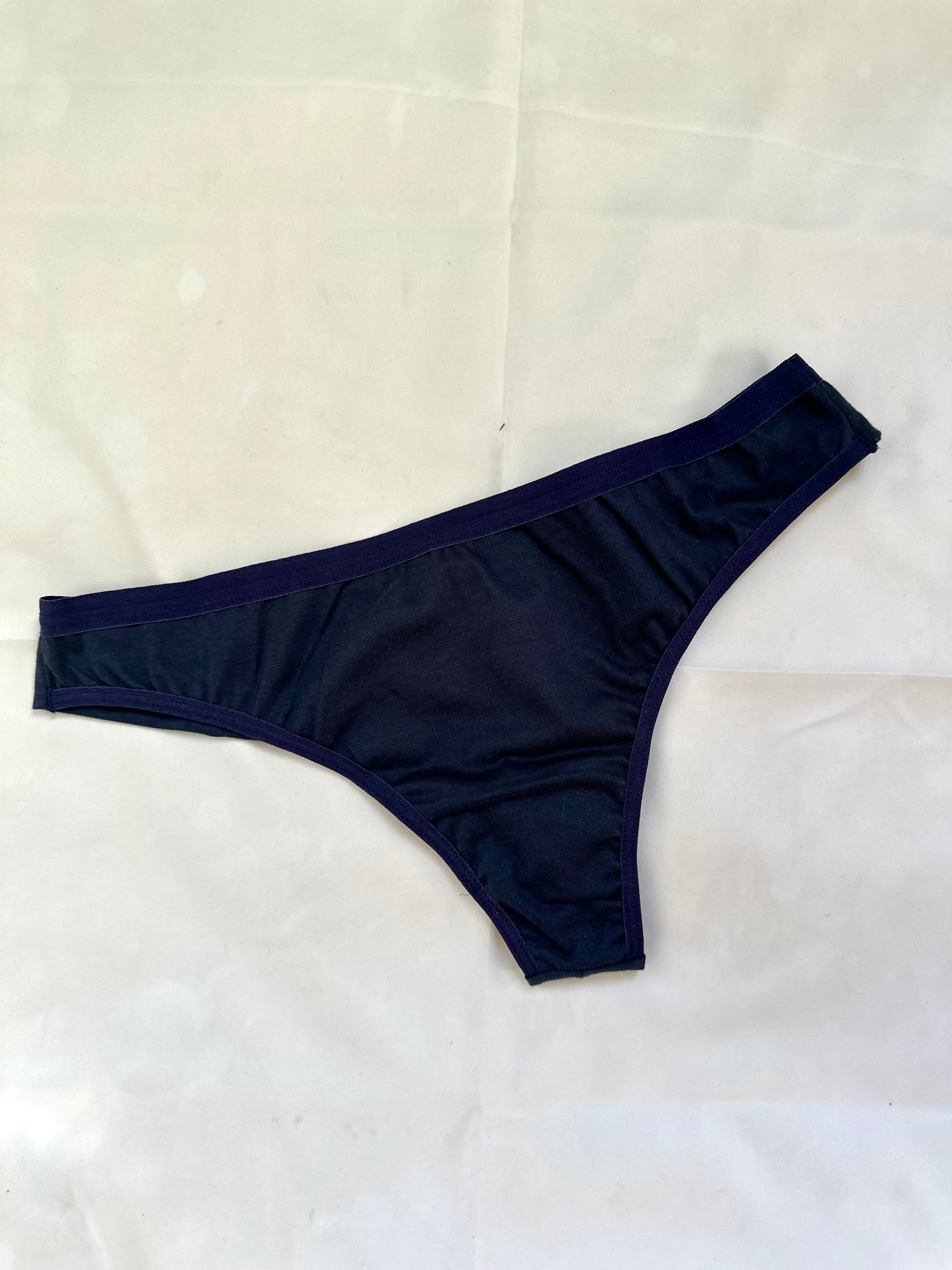 Calcinha Fio Duplo 100% Algodão Sem Renda Azul Marinho