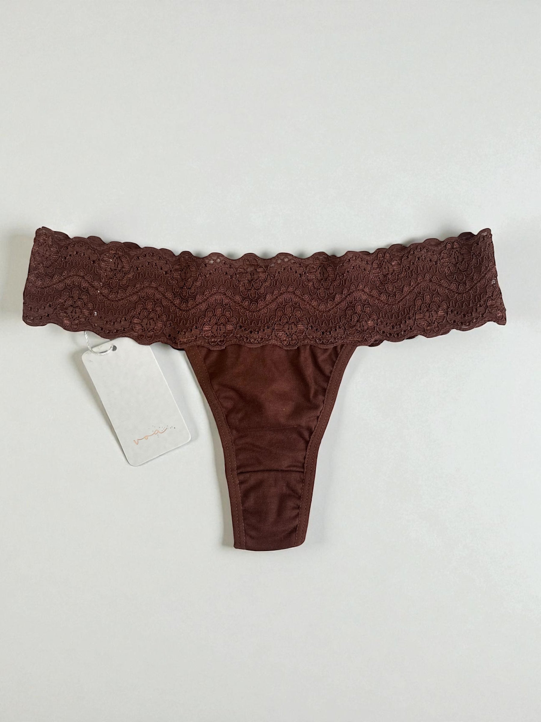 Calcinha Fio Duplo 100% Algodão Com Renda Marrom