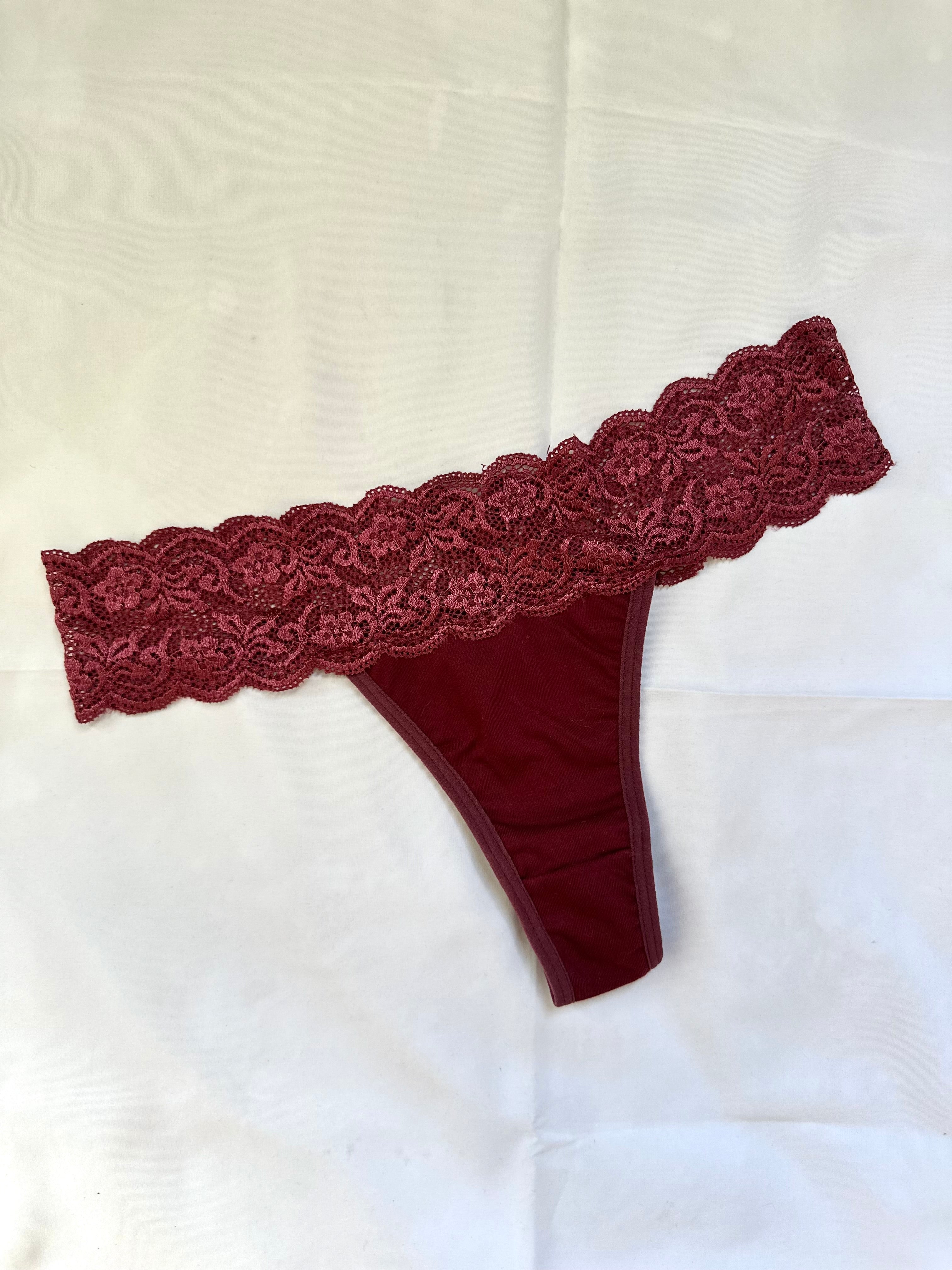 Calcinha Fio Duplo 100% Algodão Com Renda Marsala