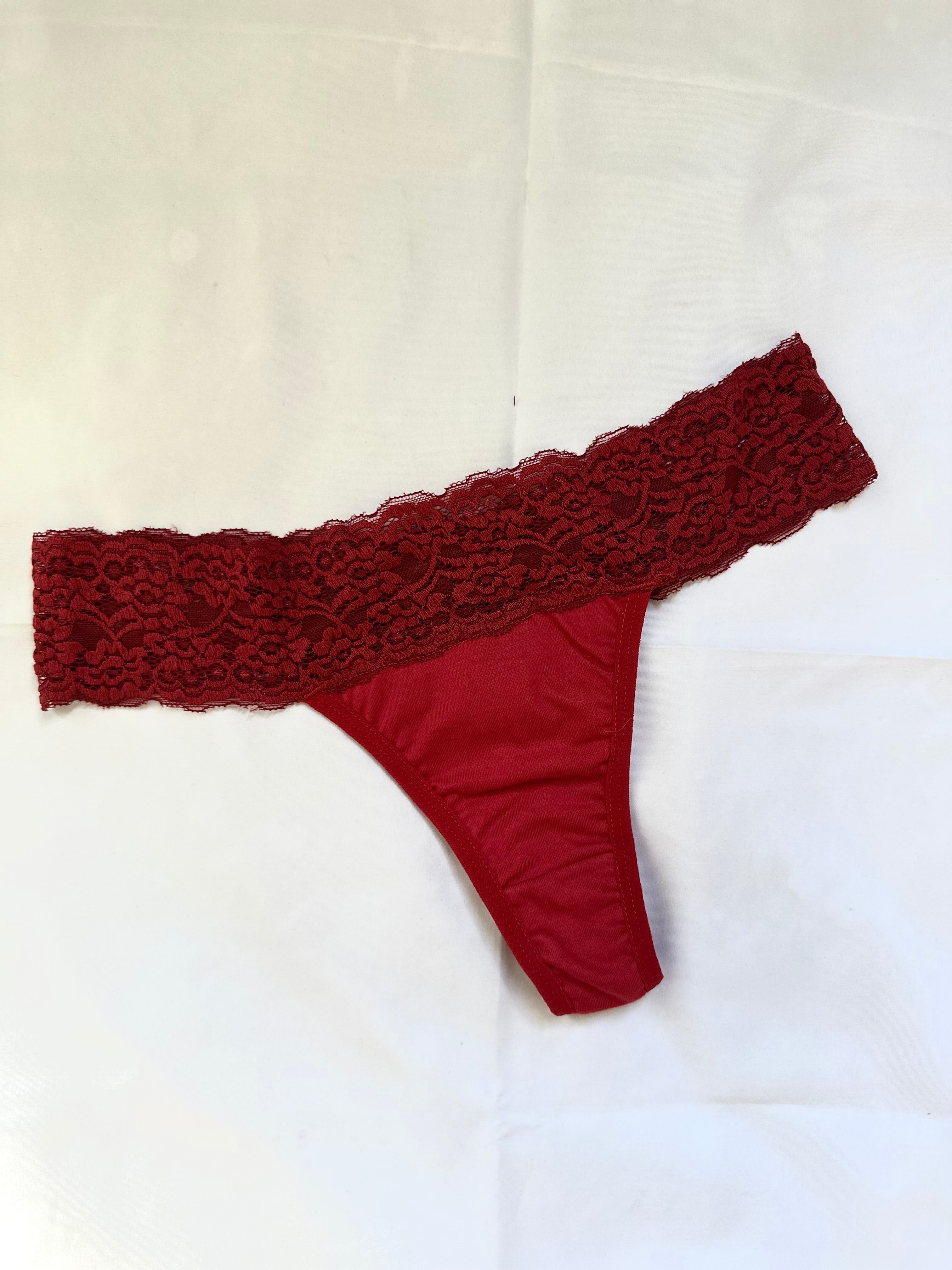 Calcinha Fio Duplo 100% Algodão Com Renda Vermelho