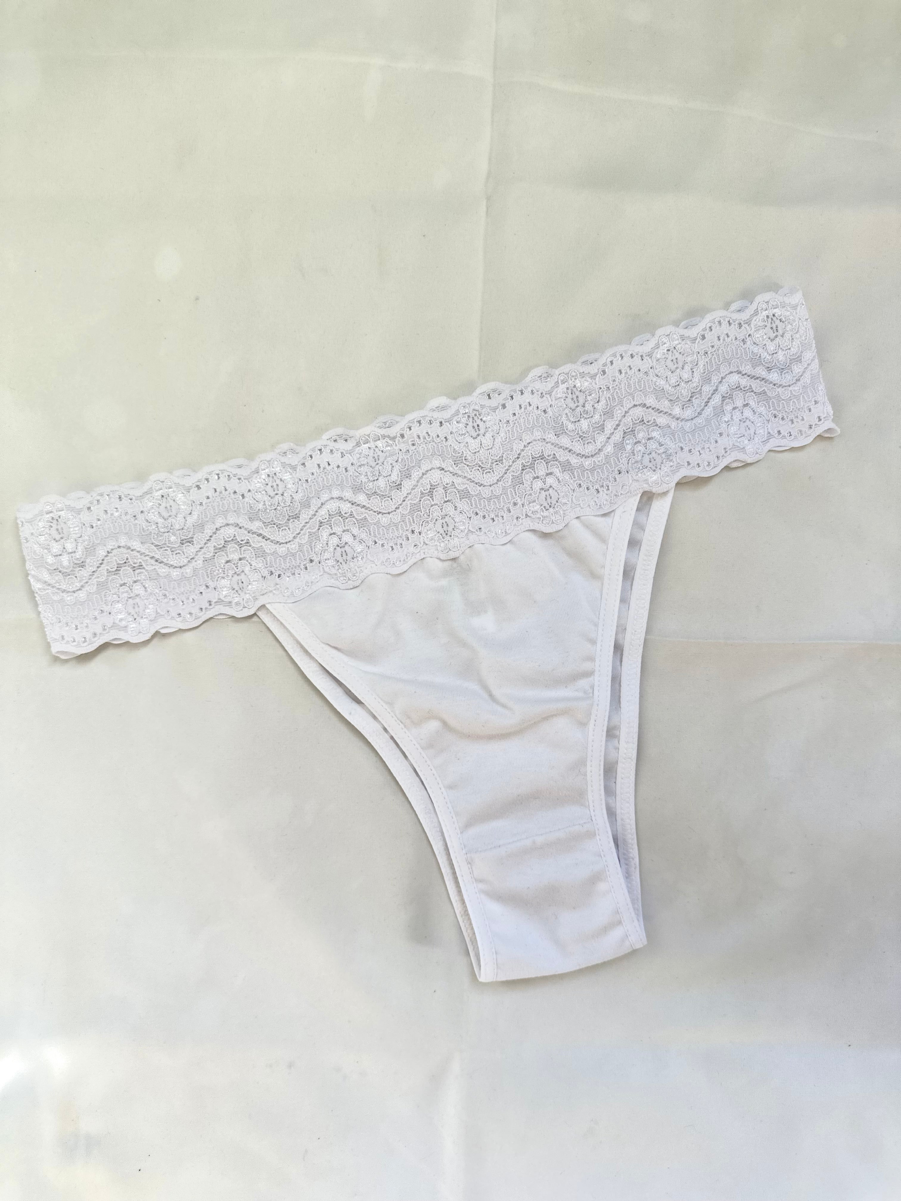 Calcinha Tanga 100% Algodão Com Renda Branco