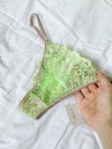 Calcinha Folia String  - Verde Neon