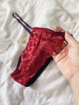 Calcinha Color Block String - Vermelho c/ Roxo